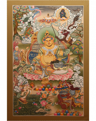 24k Gold Zambala | 18.89" x 29.52" | High Quality Kuber | God of Wealth | Tibetan | Beautiful | Handmade | Painting | Cotton canvas |Thangka | Decoration