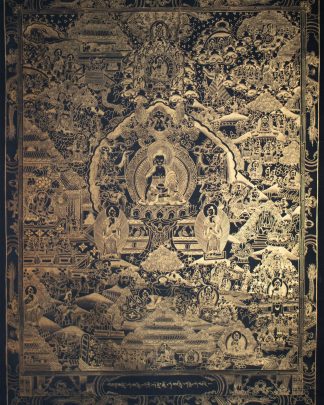 Life of Buddha(20.4" x 15.35") - Handmade Thangka Painting from Nepal