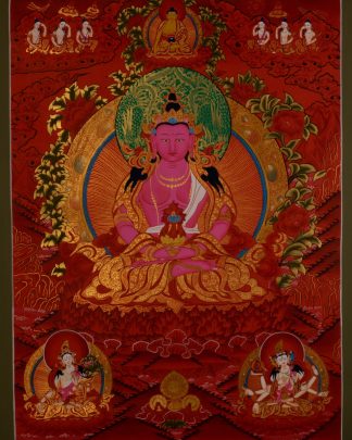 Amitayus Buddha - handmade Thangka painting from N