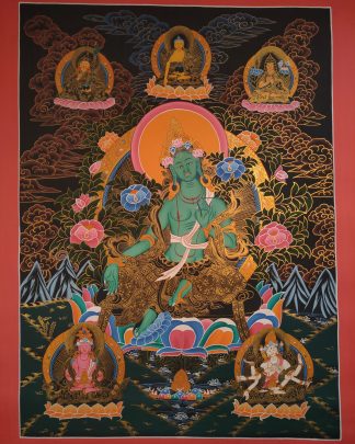 Green Tara | Handmade Thangka Painting from Nepal |NY18285
