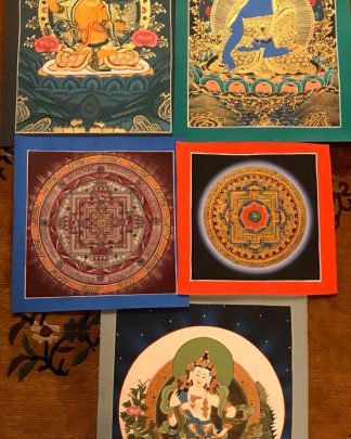 Handmade Thangka Painting on cotton canvas - Set of 5 pieces
