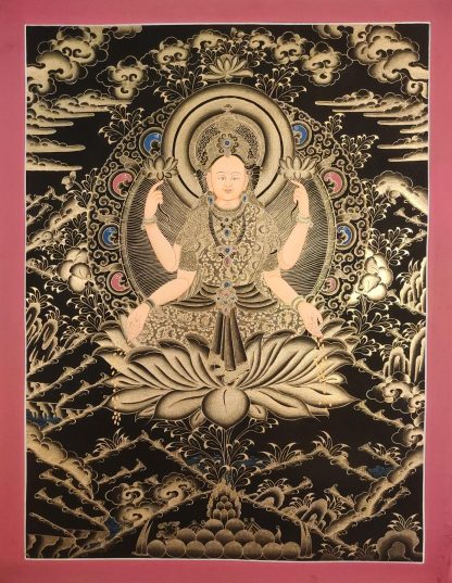 Laxmi – Goddess of Wealth – Handmade Thangka Painting from Nepal